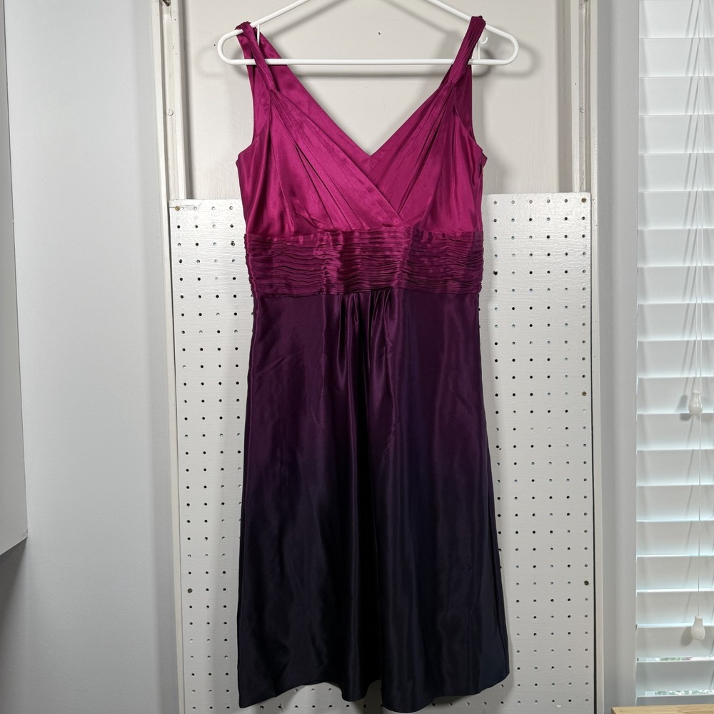 Ann Taylor Silk Ombré Dress Women's Size 4P Pink Purple Pleated Prom Party NWT‎